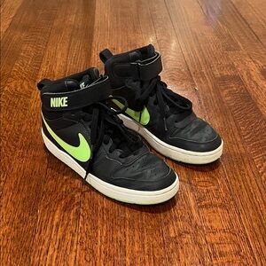 Nike Black and Lime High-Top Sneakers